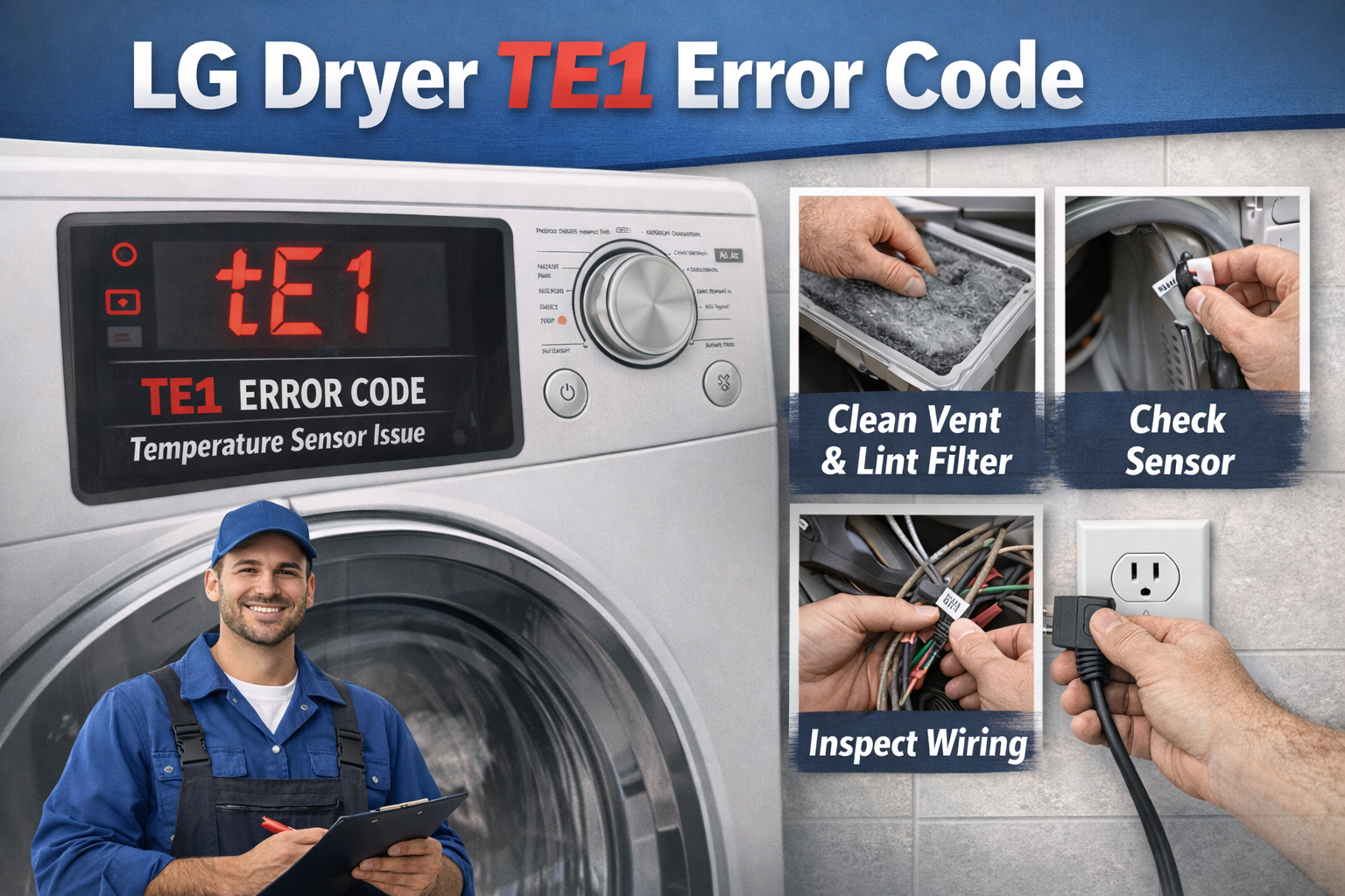 lg dryer te1 error code