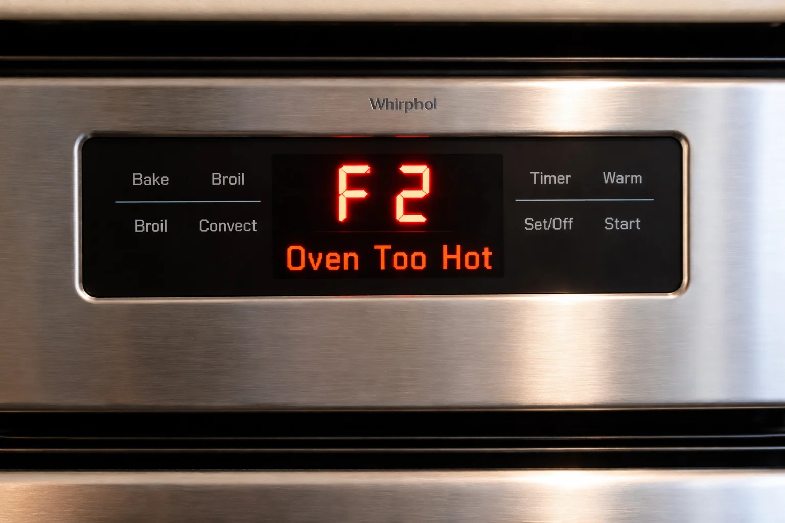 whirlpool oven code f2