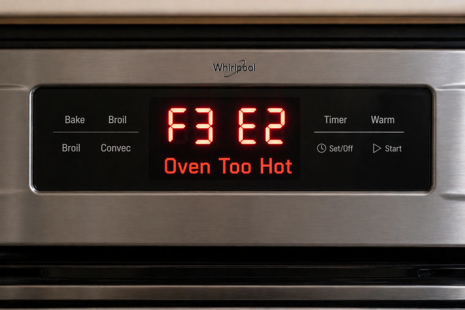 whirlpool oven f3 e2 code